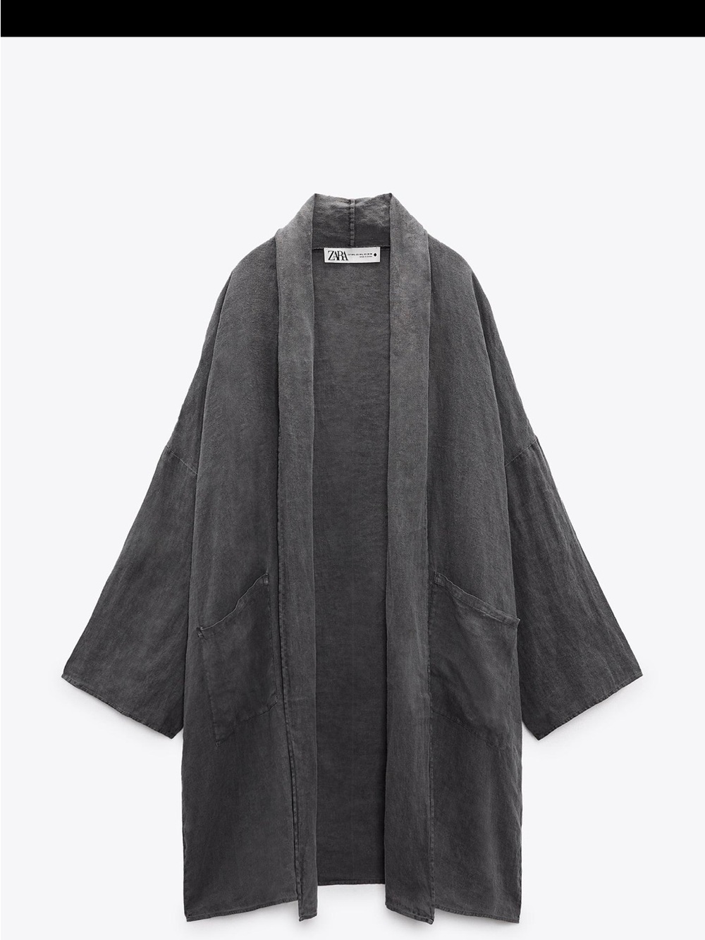 ZARA Dark Gray Open-Front Oversized Coatigan